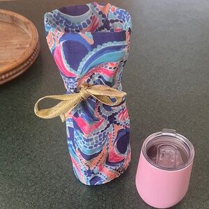 Lilly Pulitzer Colorful Wine Bag and Pink Tumbler Set